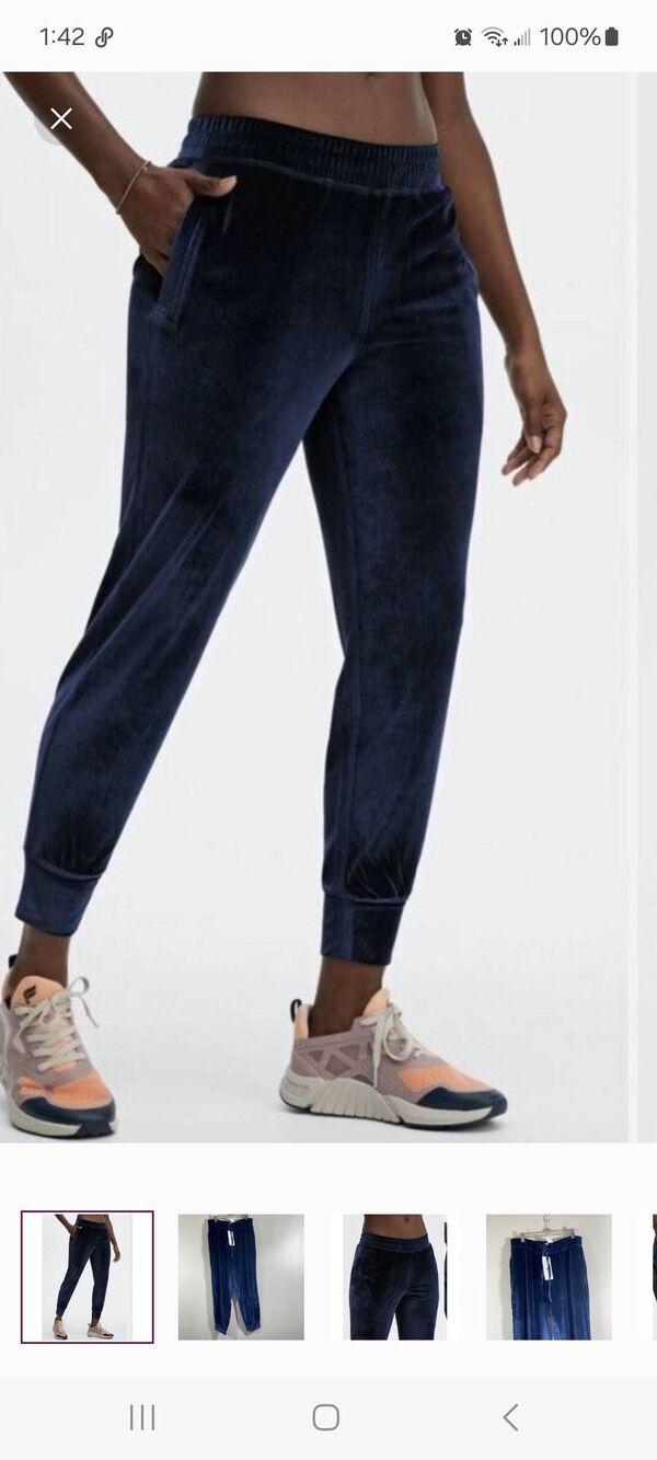 New Medium Fabletics Blue Daria Joggers Pants Track Athletic Casual Athleisure